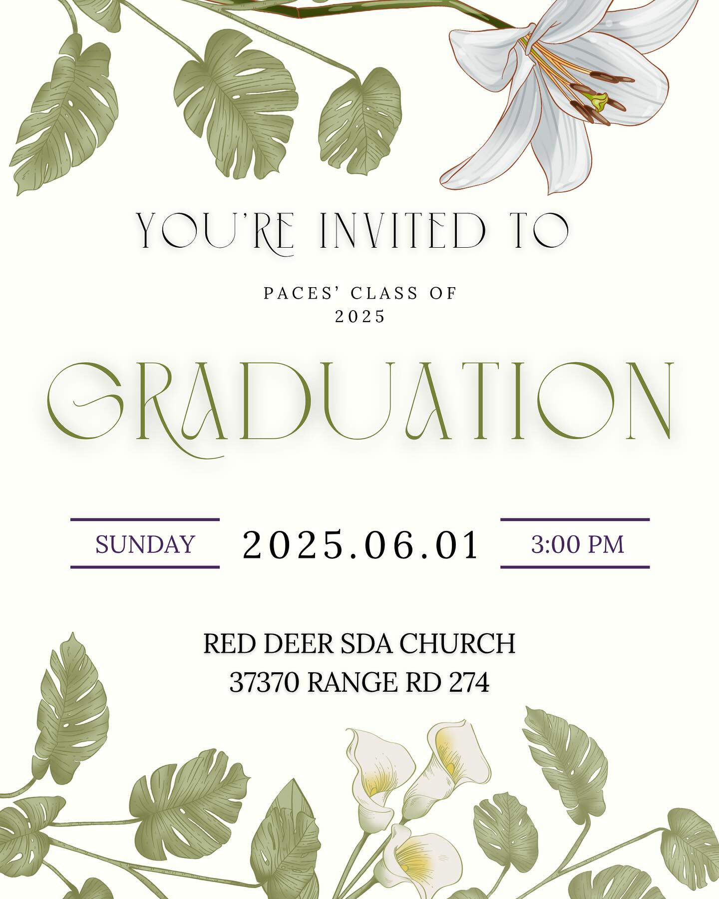 Graduation for the Class of 2025 is coming up on June 1! Ceremony starts at 3 at the Red Deer SDA Church with the event being live-streamed. Celebrate our amazing graduates!