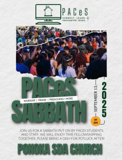 Join us this Sabbath September 13, 2025 for the PACeS Sabbath at Ponoka SDA Church! PACeS students will be part of the service and there will be a fellowship meal after (please bring a vegetarian dish to share!). See you there! 6230 57 Ave Ponoka. Check out their website for live streaming. https://ponokaab.adventistchurch.org/