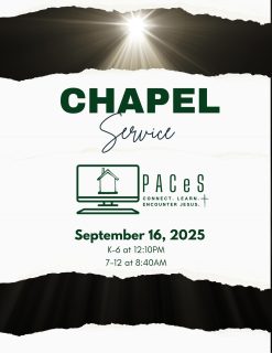 We have our first chapel/assembly tomorrow! Join us and enjoy time worshipping and fellowship together. Links have been sent in emails!