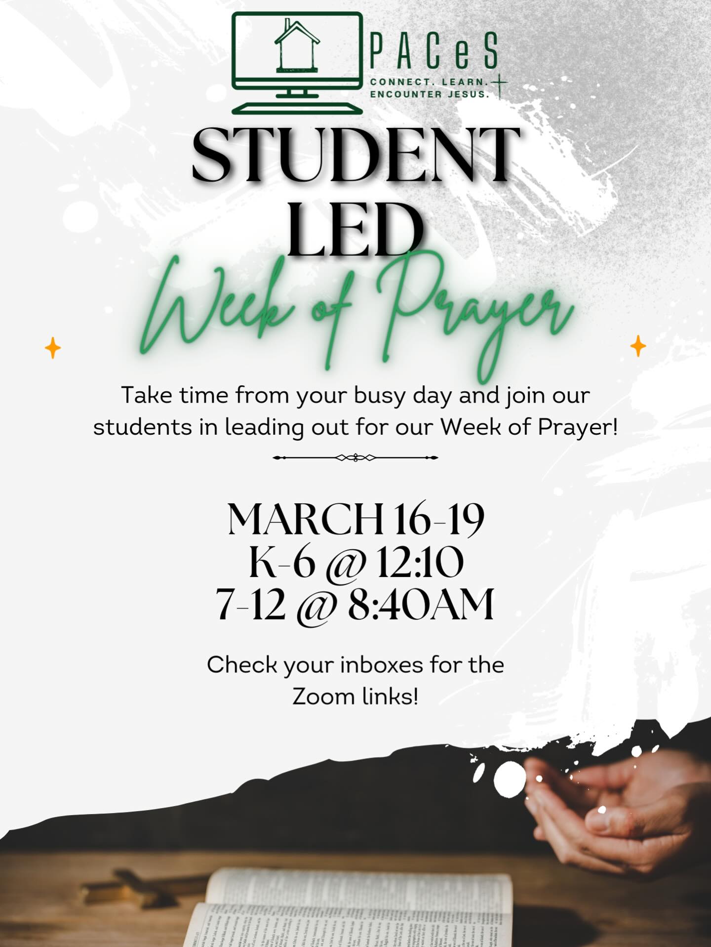 Student Led Week of Prayer begins next week!